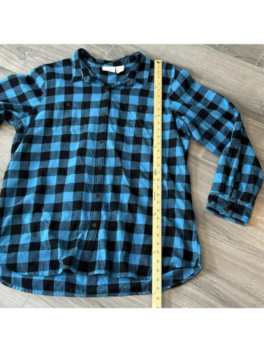 The Vermont Country Store Shirt Womens XL Blue Plaid Flannel Button Up Casual - Picture 10 of 11